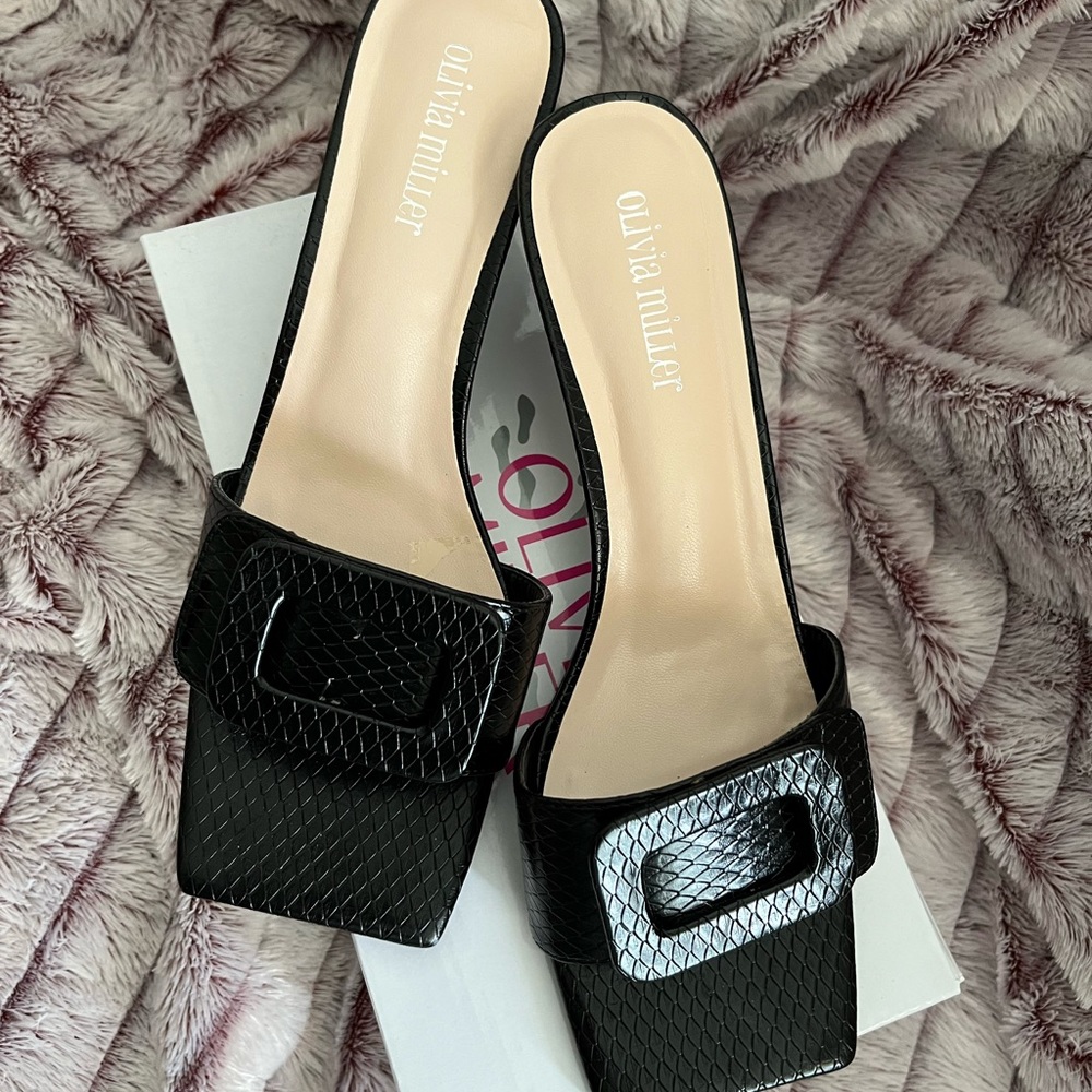 Olivia Miller 2 inch hill, black, work, sandal, or dinner sandal